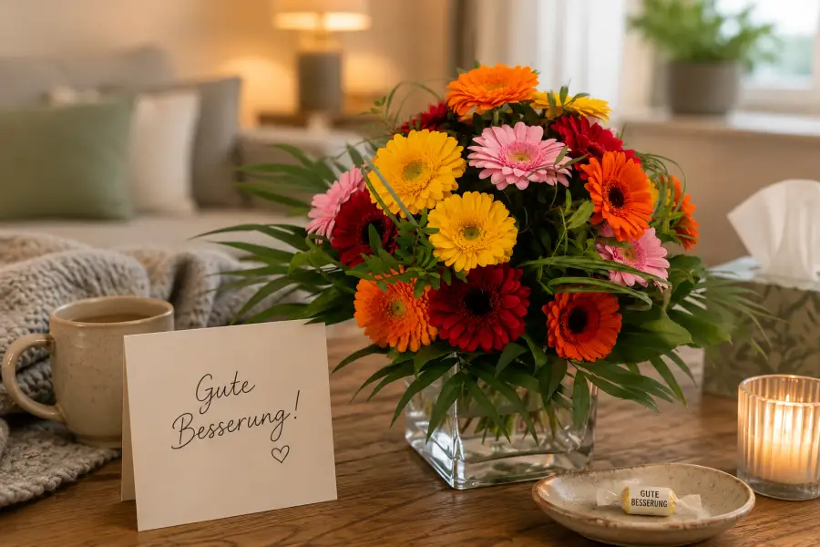 Gute Besserung Blumengruß von Blumen Mankopf