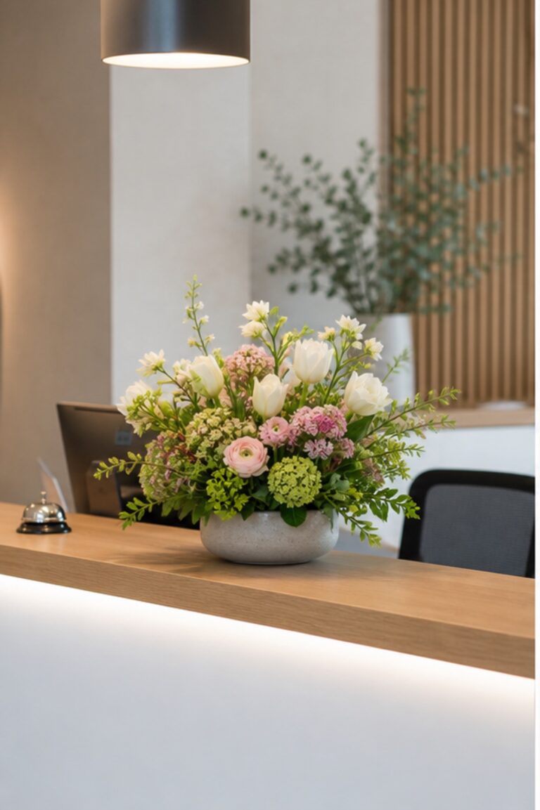 Blumen für den Frühlings-Empfang: Freundlich dekorieren in Praxis, Büro und Geschäft
