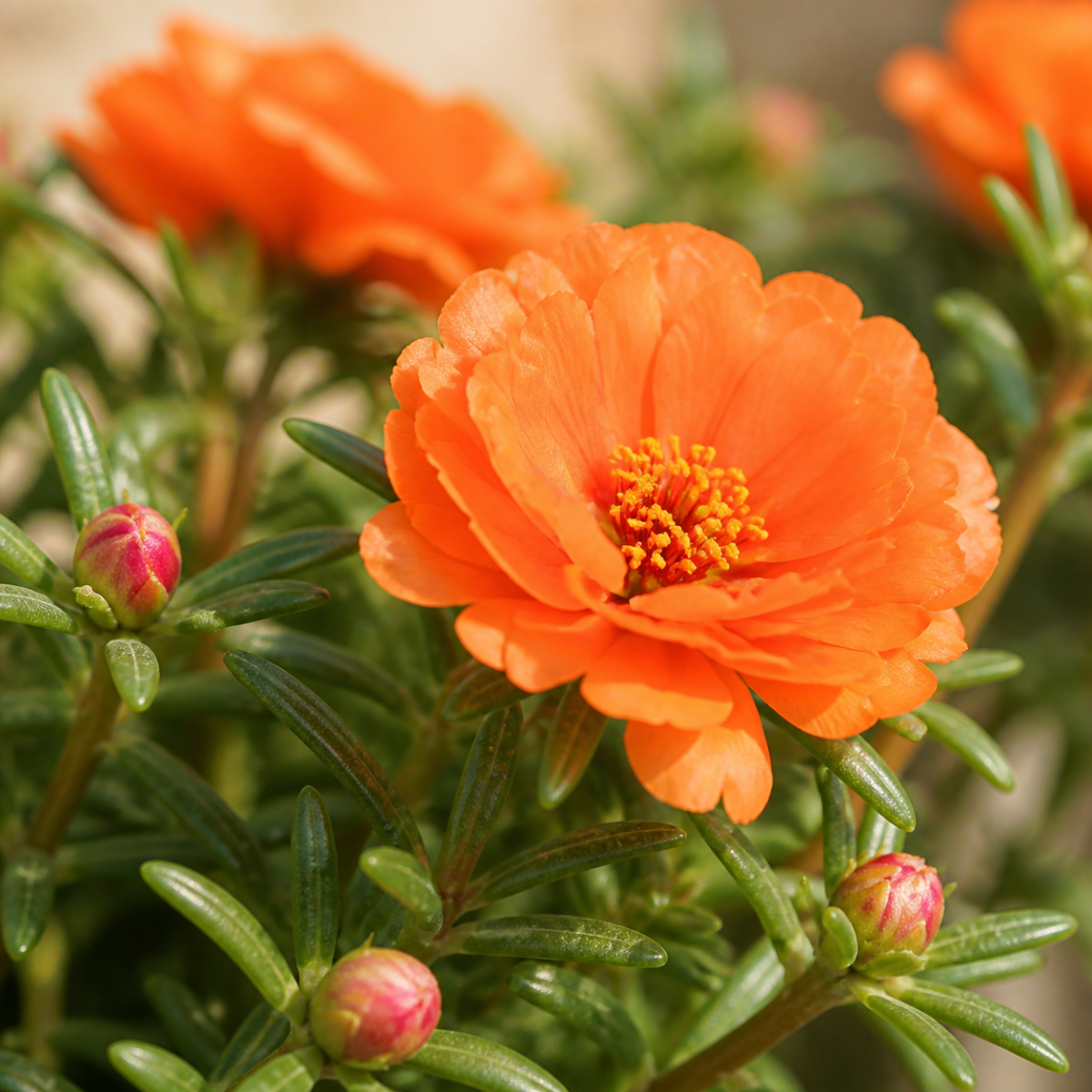 Detailaufnahme einer Portulakröschen-Blüte